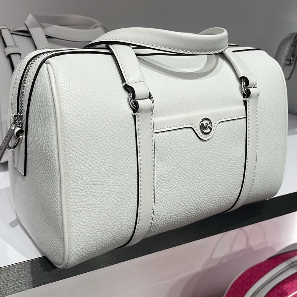 MICHAEL KORS JST TRAVEL MD DUFFLE SATCHEL SHOULDER CROSSBODY BAG MK  OPTIC WHITE - Picture 14 of 16